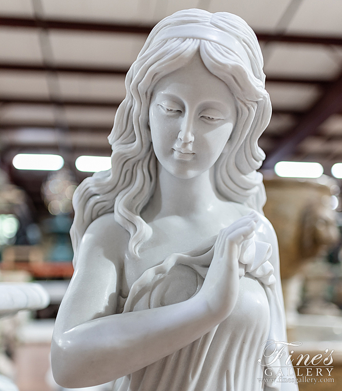 Marble Statues  - Beautiful Garden Nymph In Pure White Statuary Marble - MS-1303