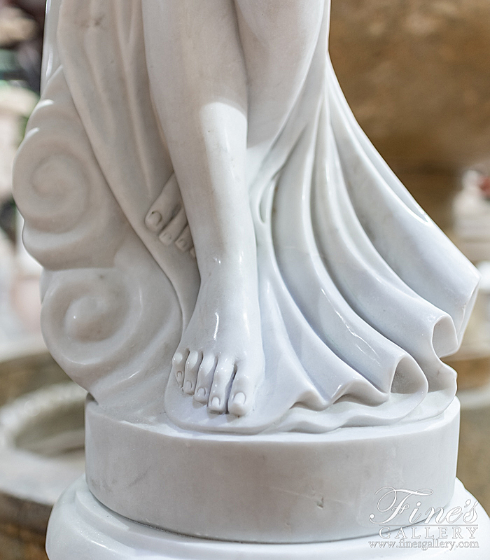 Marble Statues  - Beautiful Garden Nymph In Pure White Statuary Marble - MS-1303