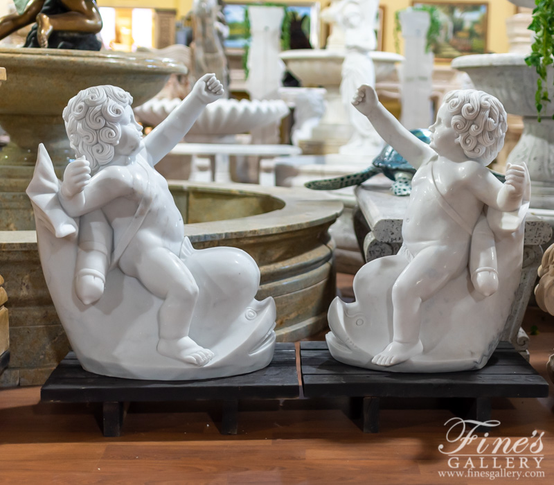 Marble Statues  - Marble Cupid Pair - MS-1310