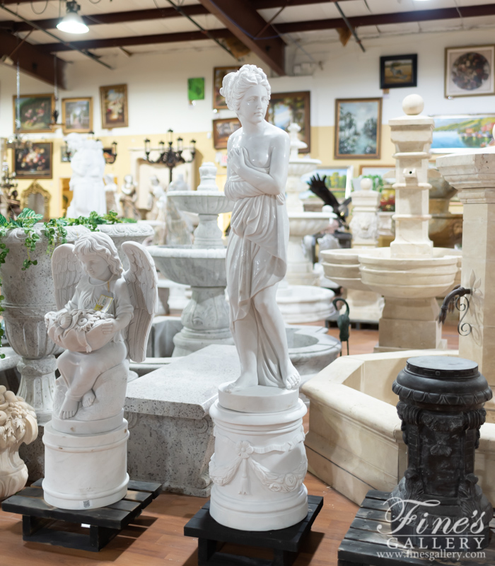 Marble Statues  - Pure White Statuary Marble Paolina Statue W Optional Pedestal - MS-1332