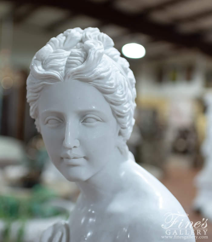 Marble Statues  - Pure White Statuary Marble Paolina Statue W Optional Pedestal - MS-1332