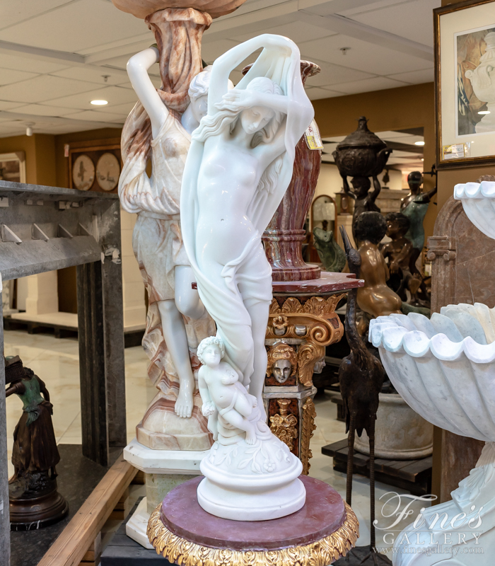 Search Result For Marble Statues  - A Stunning Antique Reproduction Statue In Solid Pure White Marble - MS-1344