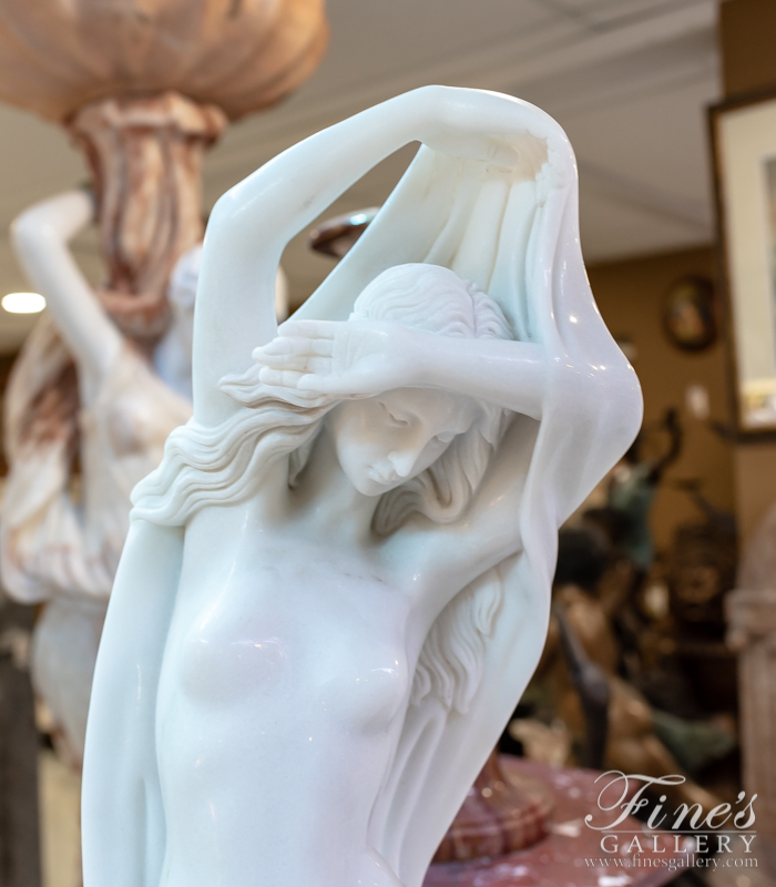 Marble Statues  - A Stunning Antique Reproduction Statue In Solid Pure White Marble - MS-1344