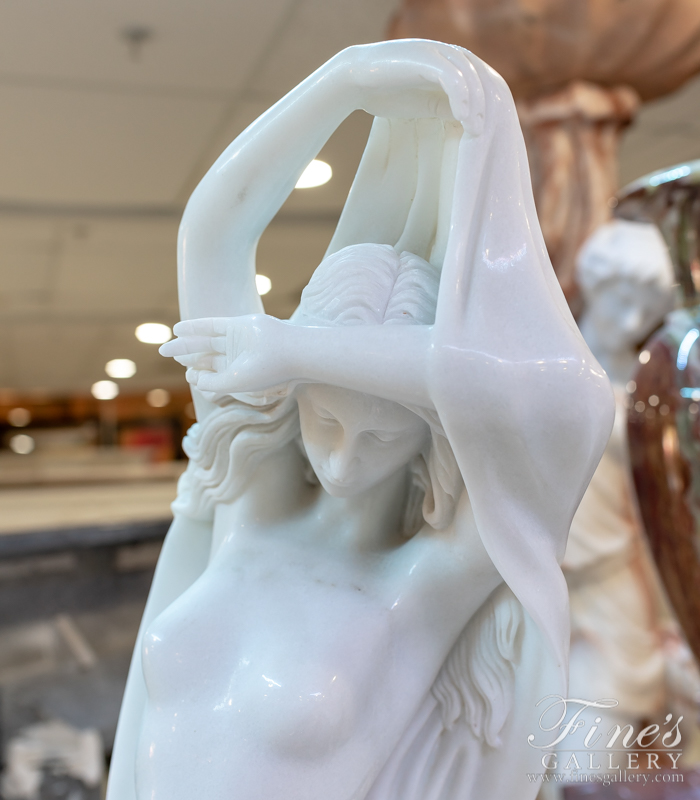 Marble Statues  - A Stunning Antique Reproduction Statue In Solid Pure White Marble - MS-1344