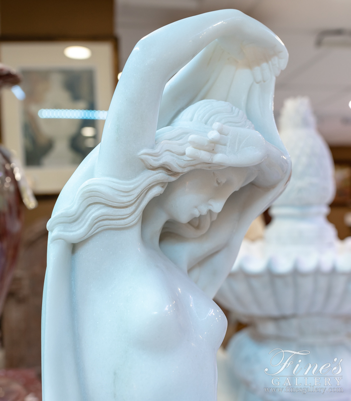 Marble Statues  - A Stunning Antique Reproduction Statue In Solid Pure White Marble - MS-1344