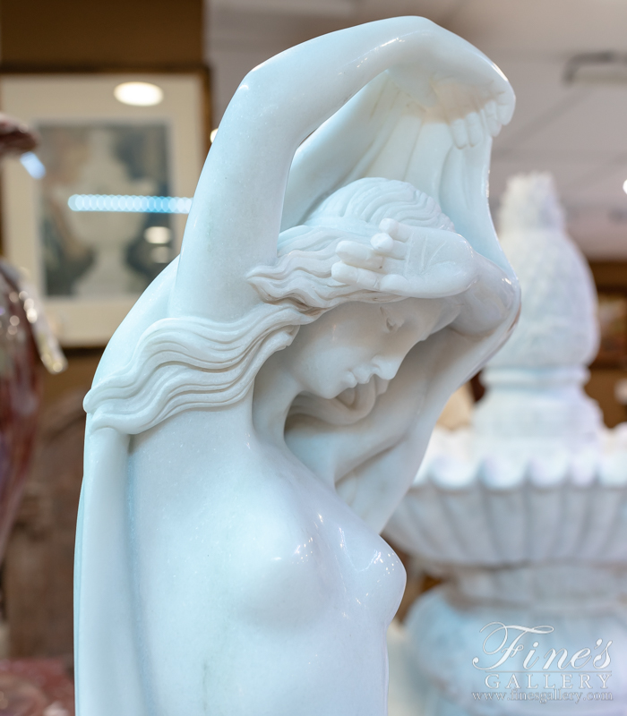 Search Result For Marble Statues  - A Stunning Antique Reproduction Statue In Solid Pure White Marble - MS-1344