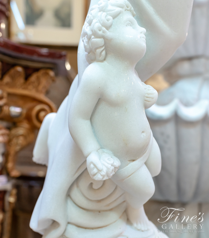 Marble Statues  - A Stunning Antique Reproduction Statue In Solid Pure White Marble - MS-1344