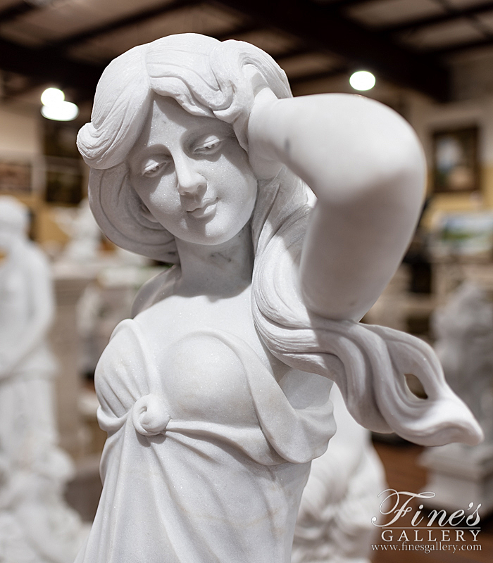 Marble Statues  - Allegorical Nymph In Pure White Marble - MS-1345