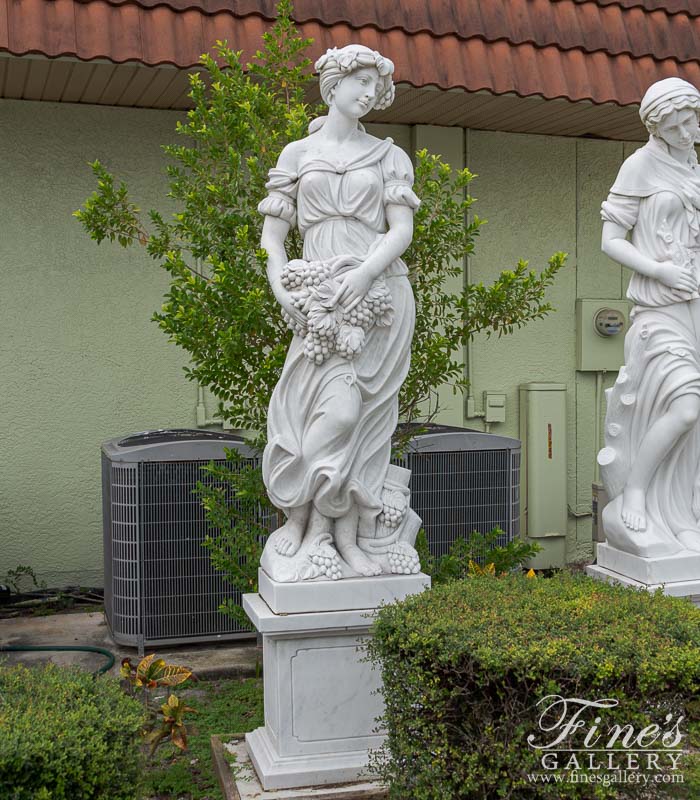 Marble Statues  - Four Seasons Statue Set In Statuary White Marble - MS-1355