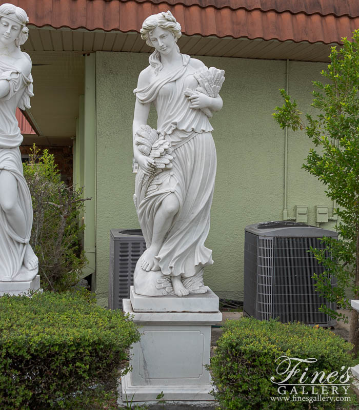 Marble Statues  - Four Seasons Statue Set In Statuary White Marble - MS-1355