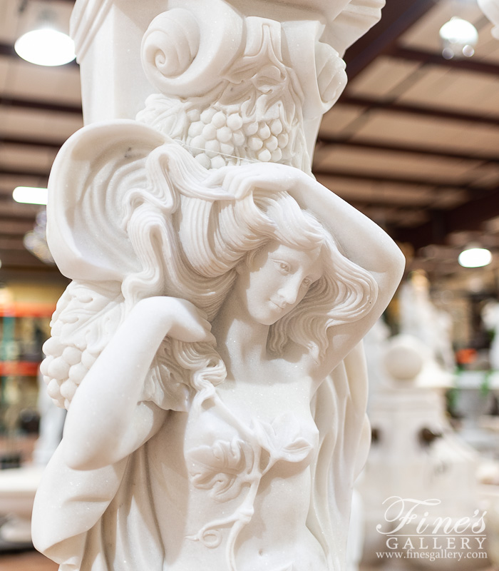 Marble Statues  - Statuary White Marble Caryatid Statue Pair - 84 Inch - MS-1366