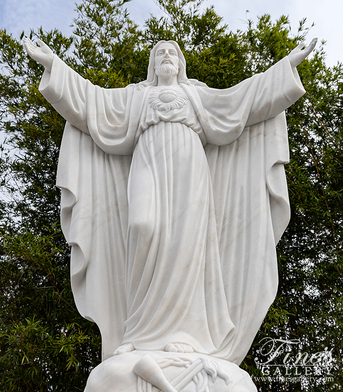 Marble Statues  - Monumental 10 Foot Tall Sacred Heart Of Jesus Statue! - MS-1389