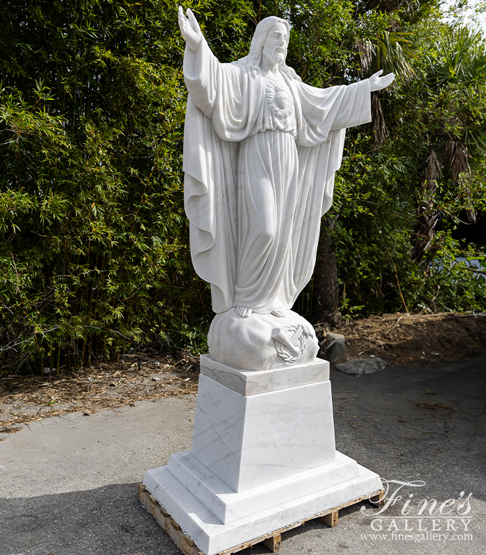 Marble Statues  - Monumental 10 Foot Tall Sacred Heart Of Jesus Statue! - MS-1389
