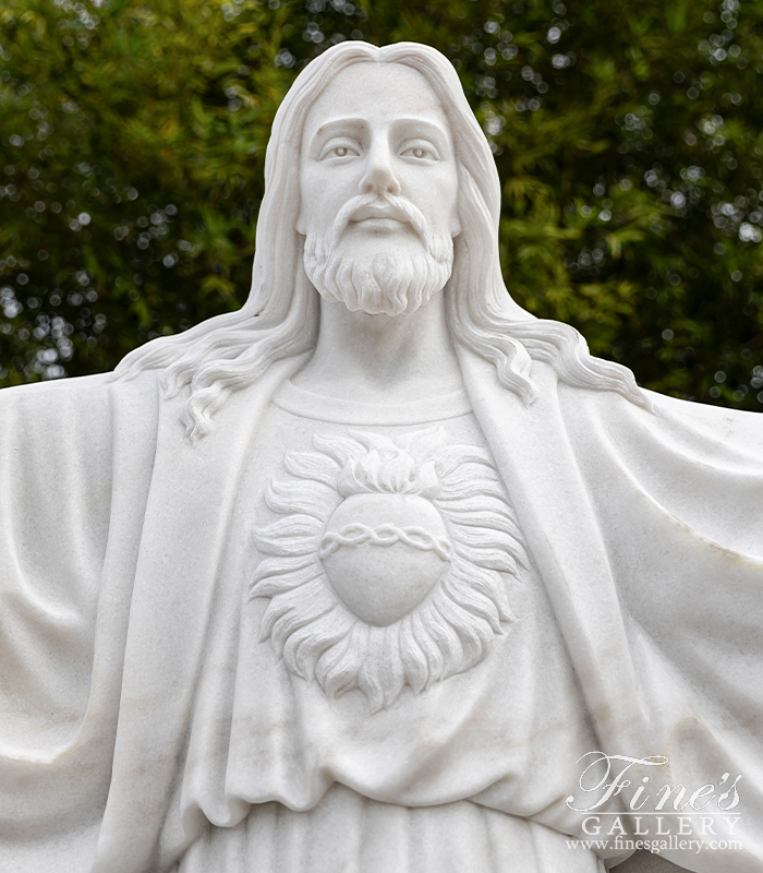 Marble Statues  - Monumental 10 Foot Tall Sacred Heart Of Jesus Statue! - MS-1389