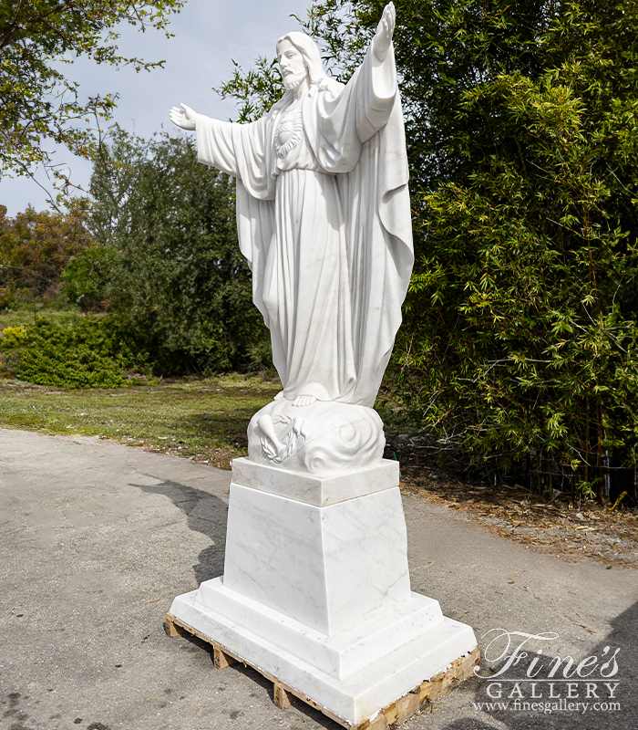 Marble Statues  - Monumental 10 Foot Tall Sacred Heart Of Jesus Statue! - MS-1389