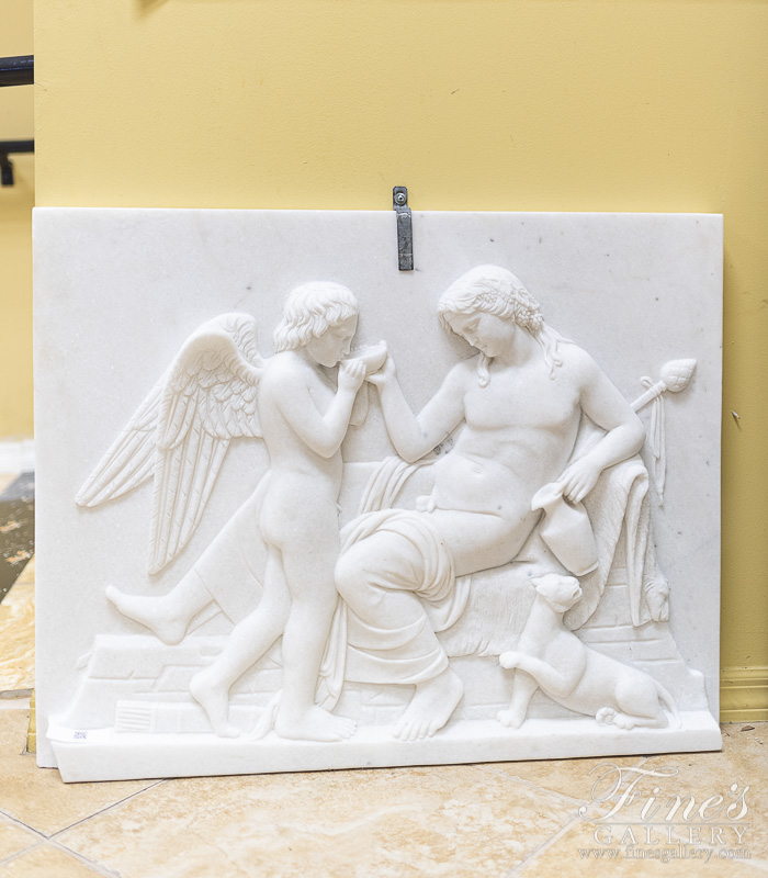 Marble Statues  - Sipping Cherub Greco Roman Marble Relief - MS-1395