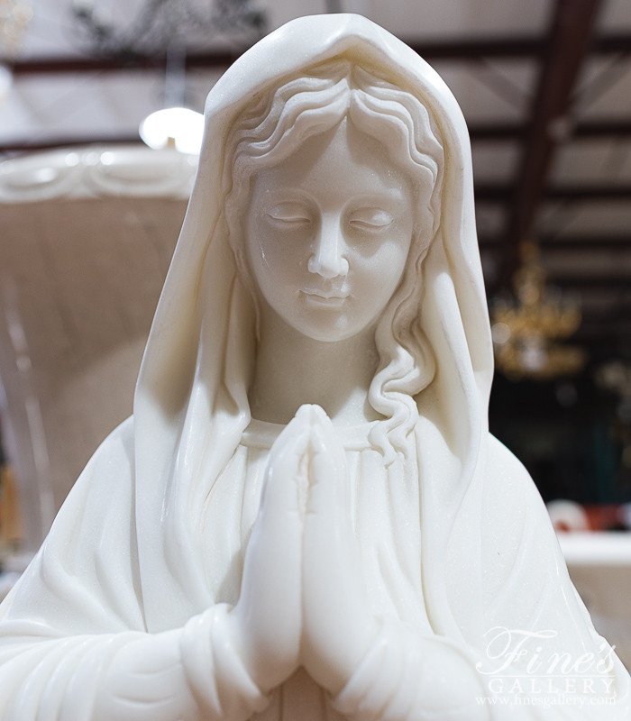 Marble Statues  - Our Lady Praying In Carved Marble At 48 Inch - MS-1433