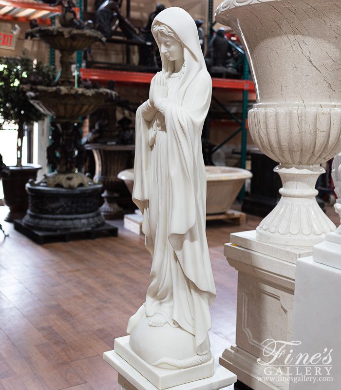 Marble Statues  - Our Lady Praying In Carved Marble At 48 Inch - MS-1433