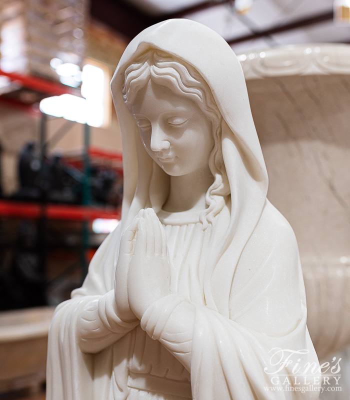 Marble Statues  - Our Lady Praying In Carved Marble At 48 Inch - MS-1433