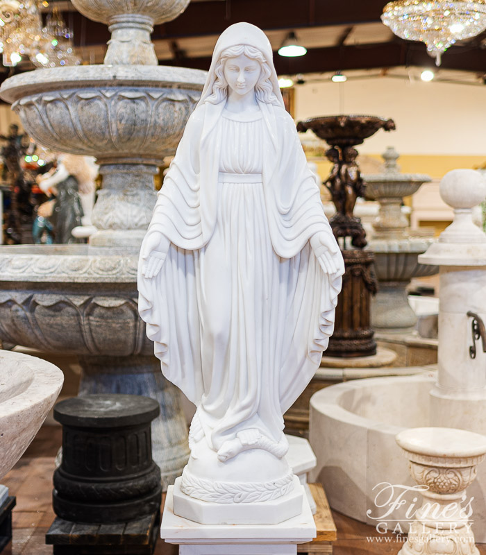 Marble Statues  - Hand Carved Our Lady Marble Statue - 48 Inch - MS-1434