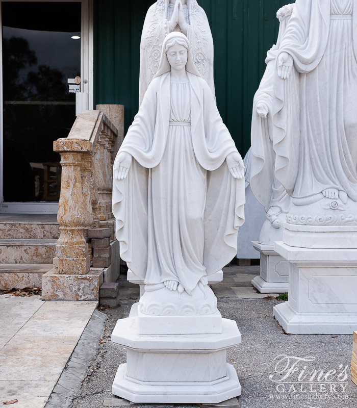 Marble Statues  - Our Lady Of Grace 43 Inch Statuary White Marble Statue - MS-1438