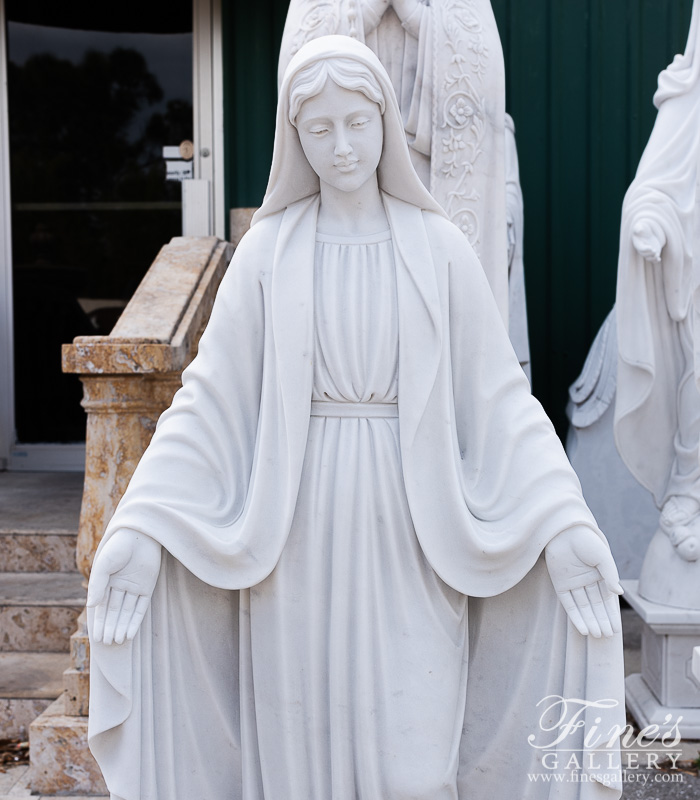 Marble Statues  - Our Lady Of Grace 43 Inch Statuary White Marble Statue - MS-1438
