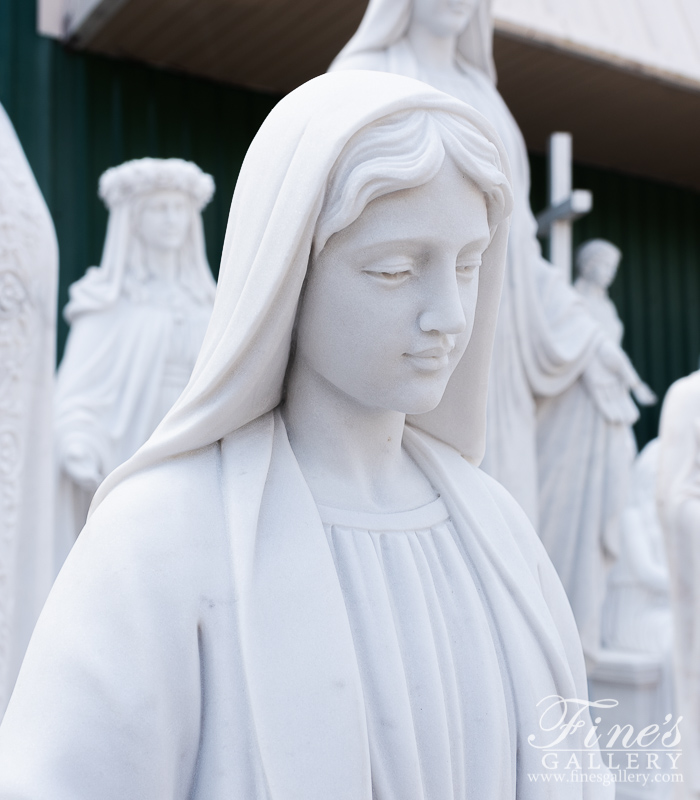 Marble Statues  - Our Lady Of Grace 43 Inch Statuary White Marble Statue - MS-1438