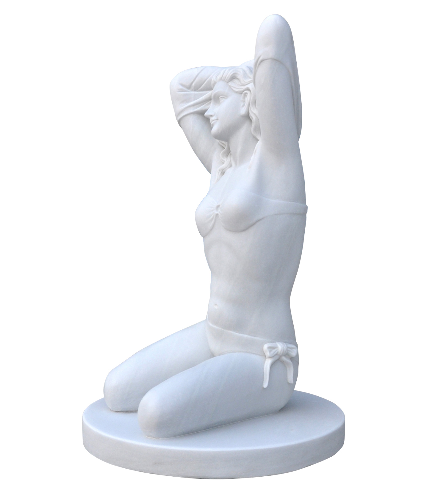 Marble Statues  - Kneeling Girl Changing Into Swimsuit - MS-1446