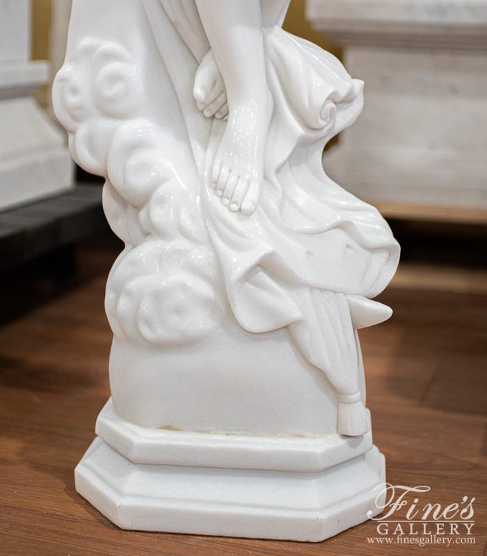 Marble Statues  - 36 Inch Statuary White Garden Nymph Statue - MS-1452