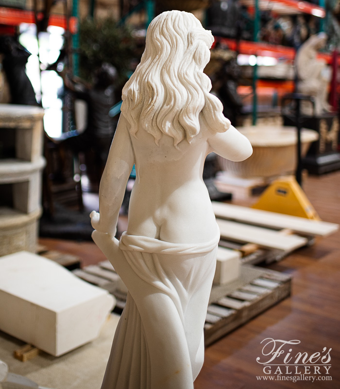 Marble Statues  - 52 Inch Elegant Woman Pure White Marble Garden Statue - MS-1453