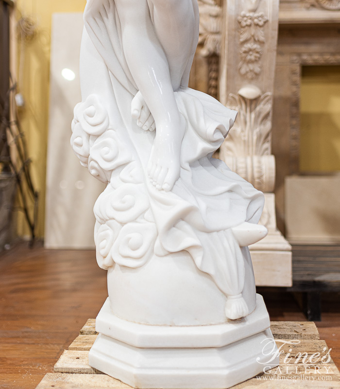 Marble Statues  - 52 Inch Elegant Woman Pure White Marble Garden Statue - MS-1453