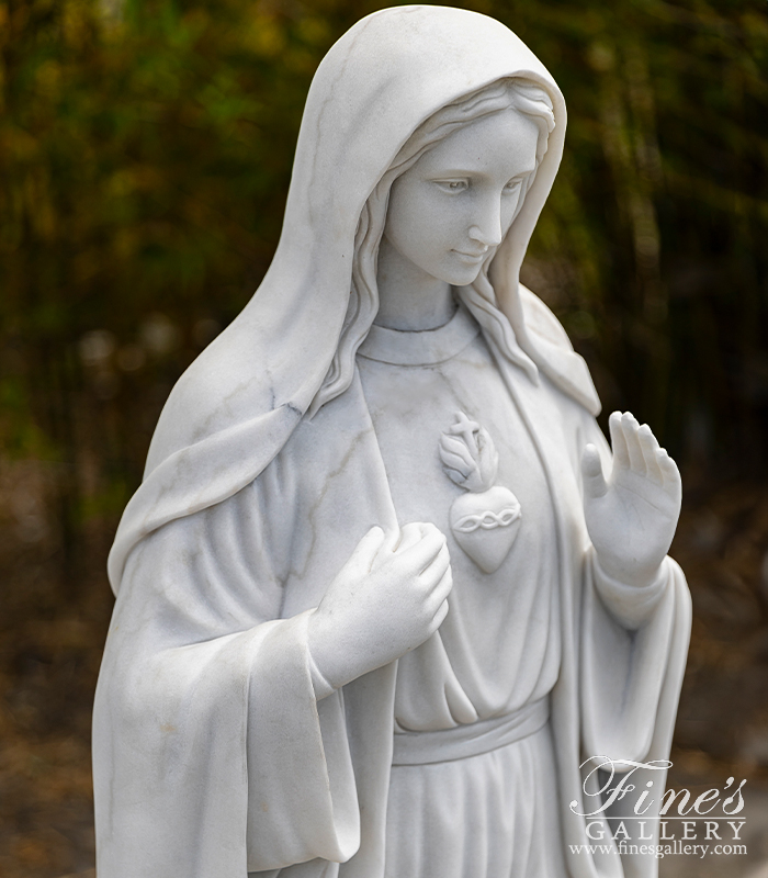 Marble Statues  - Sacred Heart Of Mary Statue In Marble - MS-1473