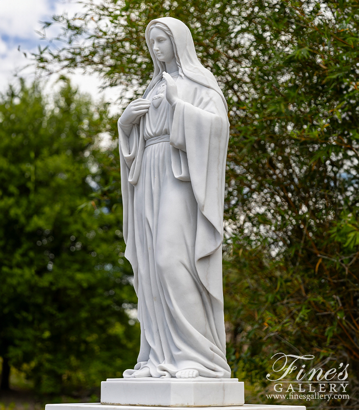 Marble Statues  - Sacred Heart Of Mary Statue In Marble - MS-1473