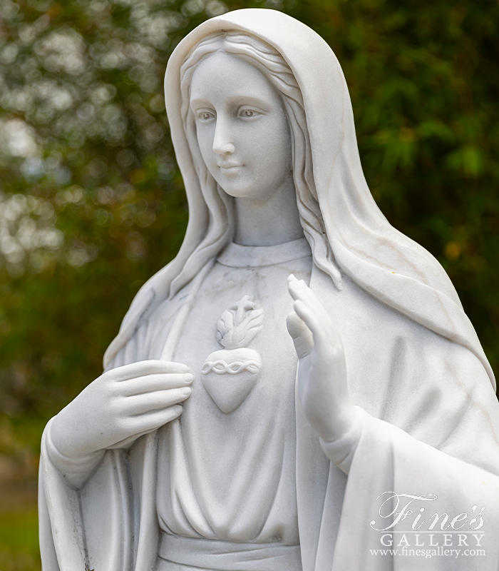 Marble Statues  - Sacred Heart Of Mary Statue In Marble - MS-1473