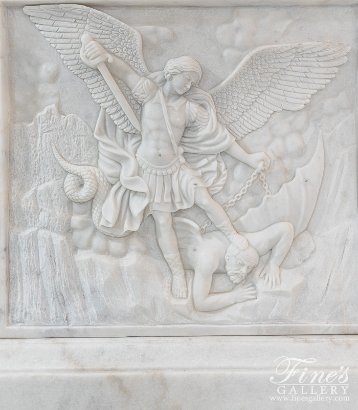 Marble Statues  - Archangel Michael Marble Profile Relief - MS-1476