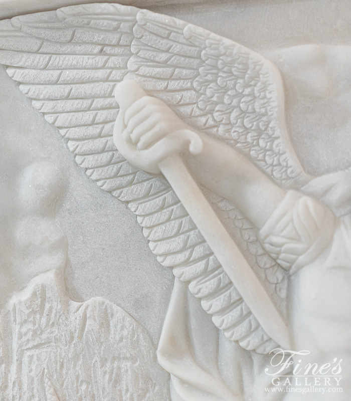 Marble Statues  - Archangel Michael Marble Profile Relief - MS-1476