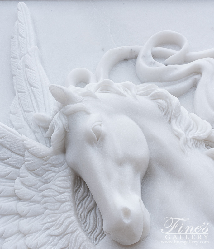 Marble Statues  - Pegasus Marble Relief In Statuary White Marble - MS-1477