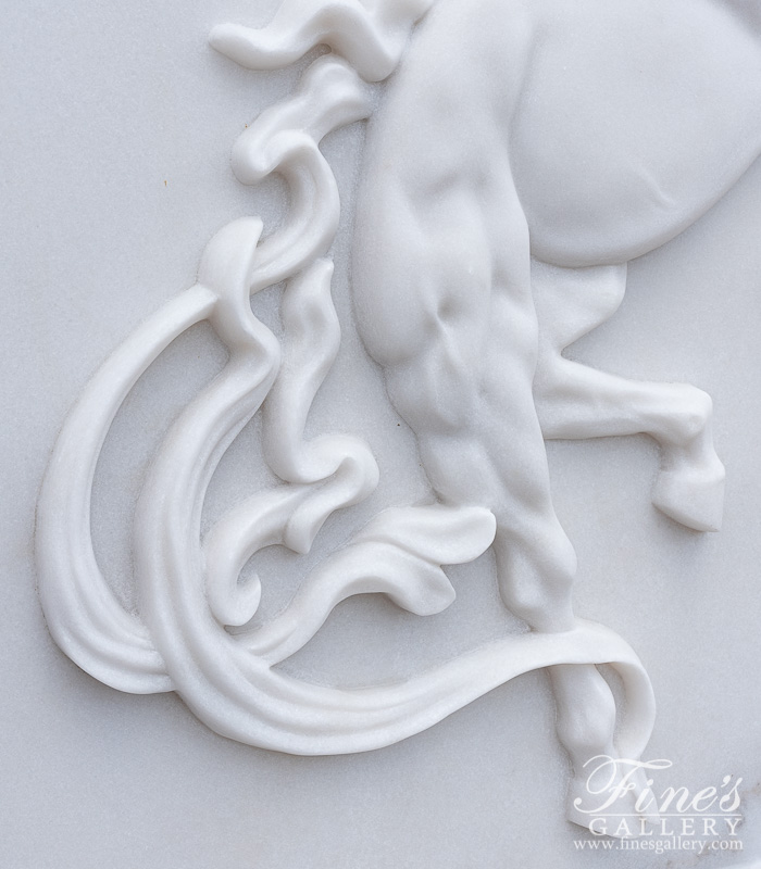 Marble Statues  - Pegasus Marble Relief In Statuary White Marble - MS-1477