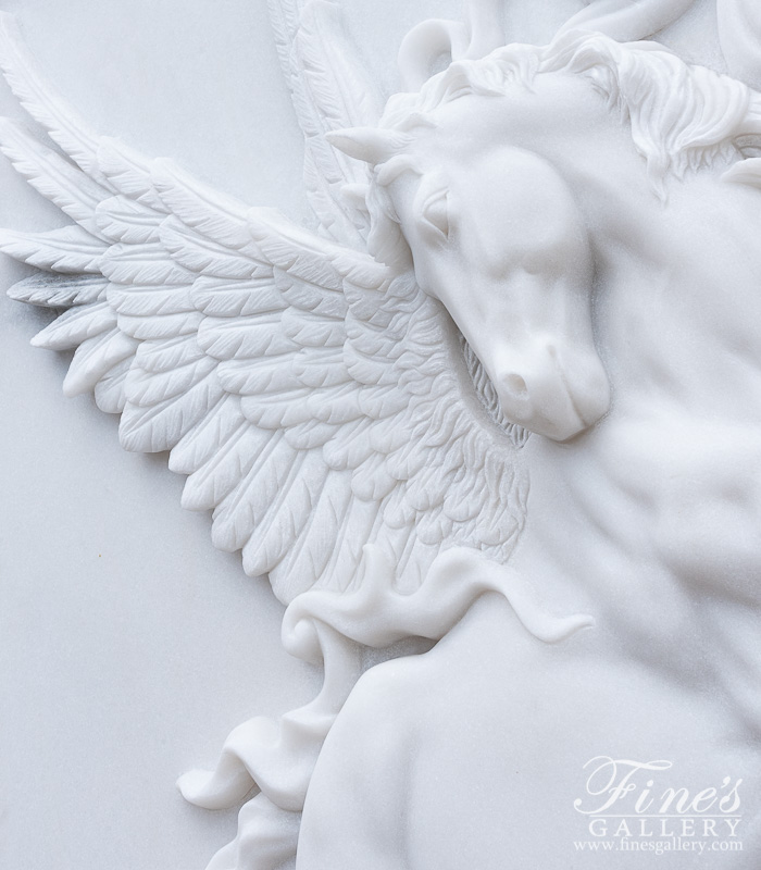 Marble Statues  - Pegasus Marble Relief In Statuary White Marble - MS-1477