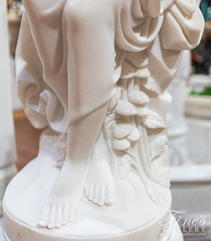 Marble Statues  - Marble Enchantress On An Ornate Pedestal - MS-1485