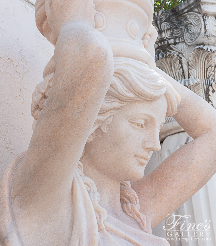 Marble Statues  - Oversized Hand Carved Marble Caryatid Statue Pair - MS-1498