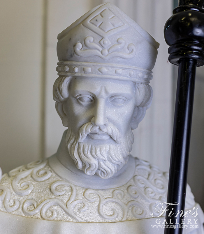 Marble Statues  - 60 Inch St Patrick Statue In Hand Carved Statuary White Marble - MS-1505