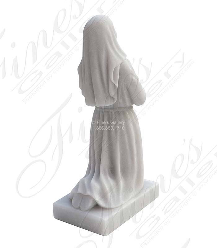 Marble Statues  - Kneeling St Bernadette Statue In White Marble - MS-1515