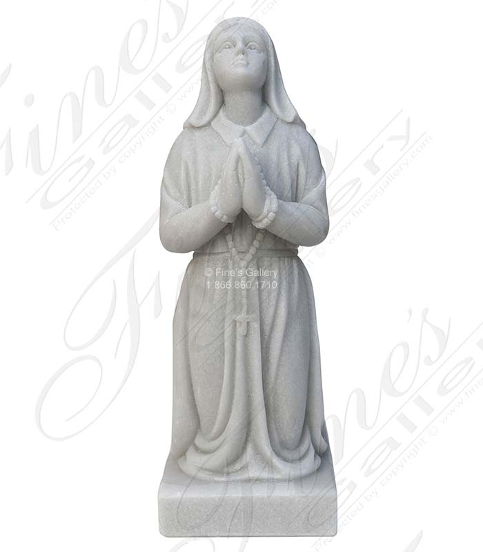 Marble Statues  - Kneeling St Bernadette Statue In White Marble - MS-1515