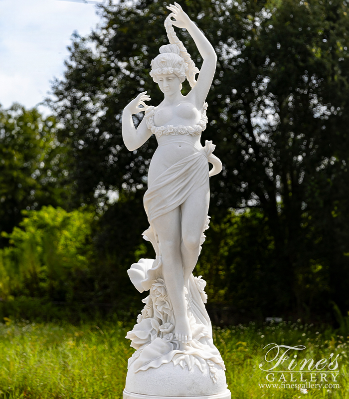 Marble Statues  - Museum Quality Garden Nymph Pair In Statuary Marble - MS-1522