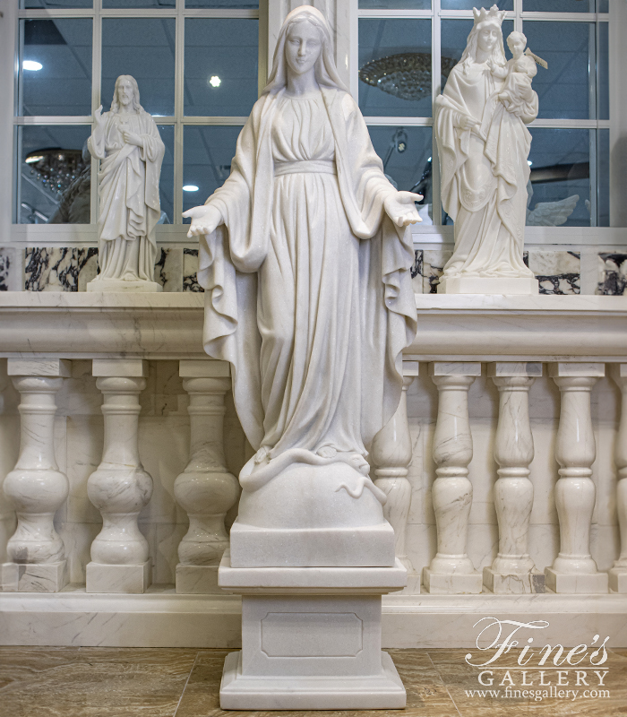 Marble Statues  - 48 Inch Our Lady Of Grace In Statuary White Marble - MS-1535