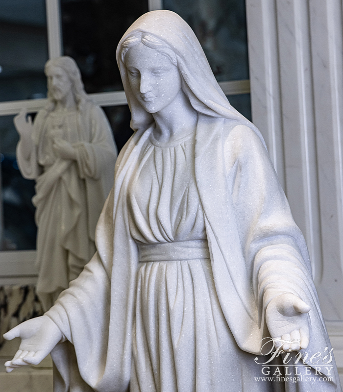Marble Statues  - 48 Inch Our Lady Of Grace In Statuary White Marble - MS-1535