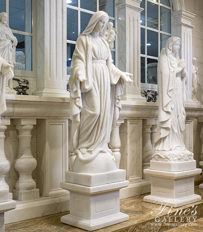 Marble Statues  - 48 Inch Our Lady Of Grace In Statuary White Marble - MS-1535