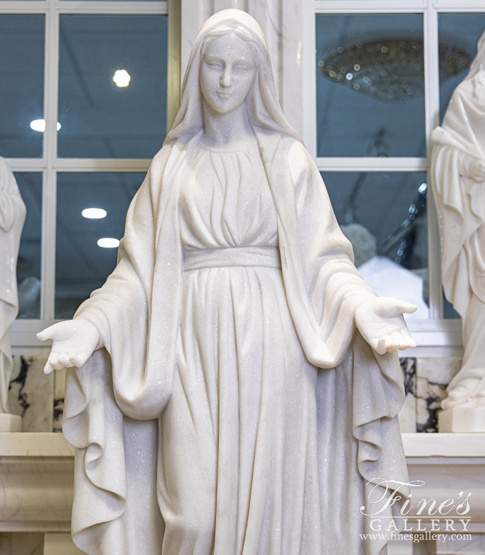 Marble Statues  - 48 Inch Our Lady Of Grace In Statuary White Marble - MS-1535