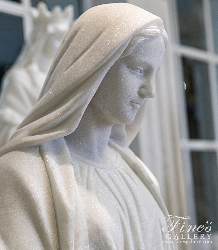 Marble Statues  - 48 Inch Our Lady Of Grace In Statuary White Marble - MS-1535